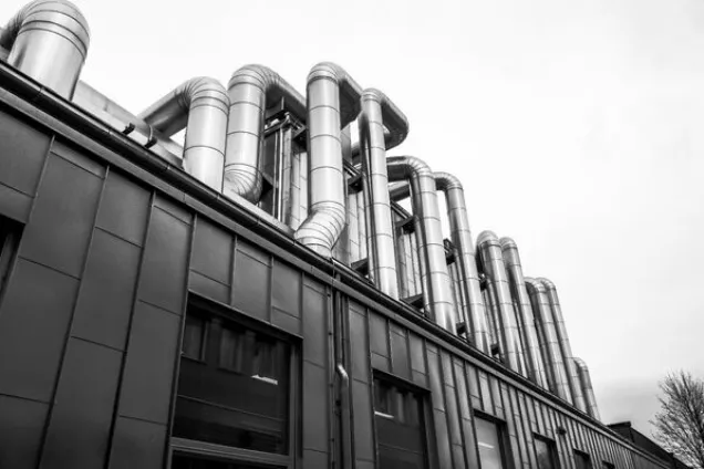 Energy lab in black and white. Photo.